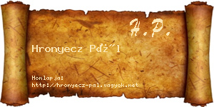 Hronyecz Pál névjegykártya